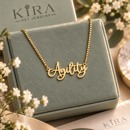Collier KIRA PET JEWELRY - AGILITY - En Acier Inoxydable couleur OR - Avec chaîne à maillons serrés