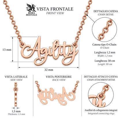 Collier KIRA PET JEWELRY - AGILITY - En acier inoxydable couleur OR ROSE - Avec chaîne à mailles serrées