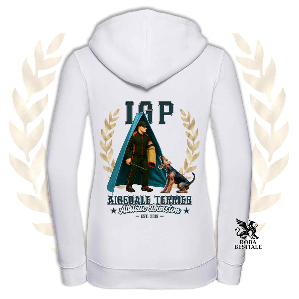 Felpa AIREDALE TERRIER - Con Cappuccio e Full Zip - Collezione IGP Revier