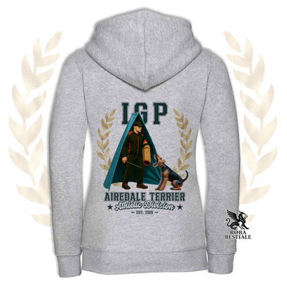Felpa AIREDALE TERRIER - Con Cappuccio e Full Zip - Collezione IGP Revier