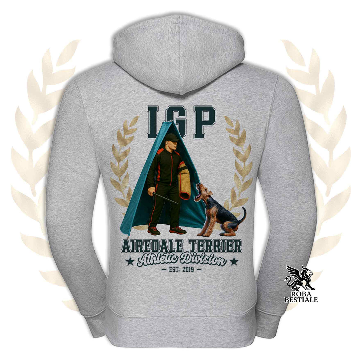Felpa AIREDALE TERRIER - Con Cappuccio e Full Zip - Collezione IGP Revier