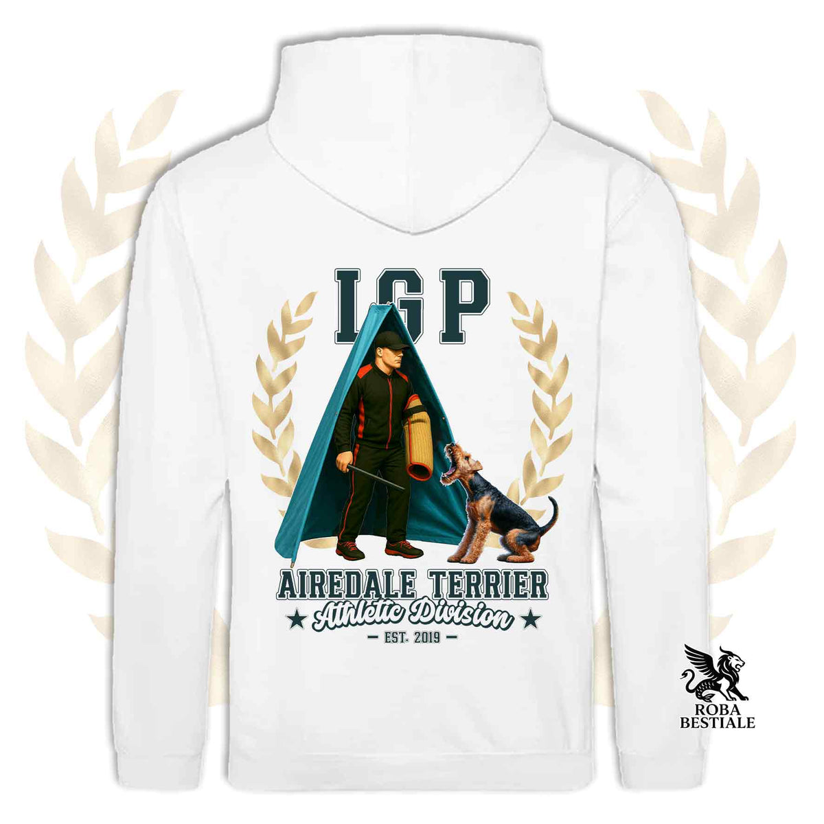 Felpa AIREDALE TERRIER - Con Cappuccio e Tasconi - Collezione IGP Revier