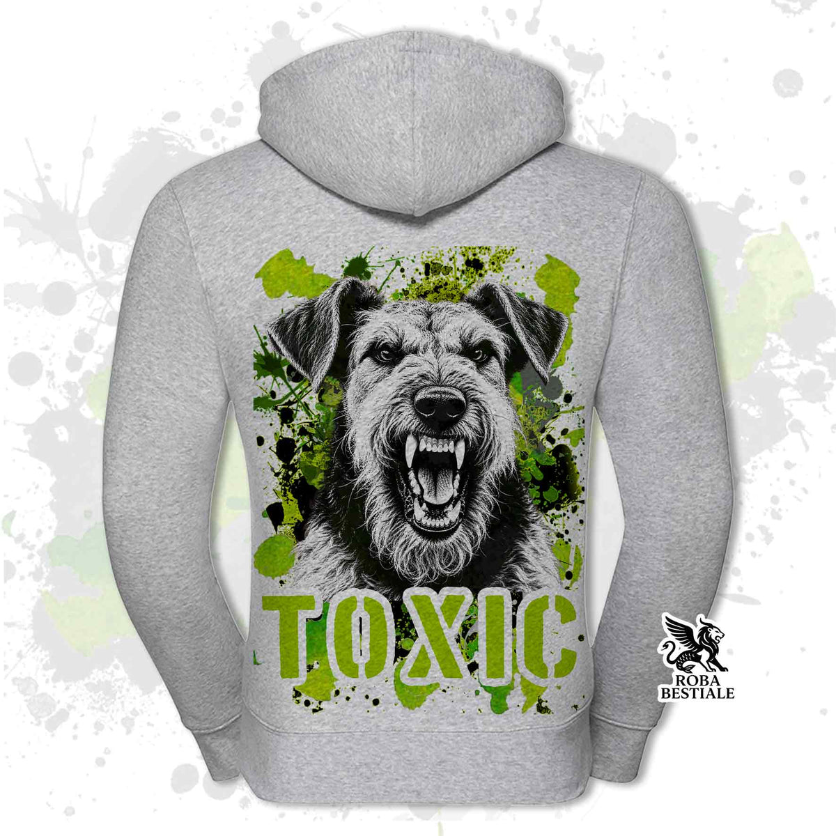 Felpa AIREDALE TERRIER - Con Cappuccio e Full Zip - Collezione Toxic