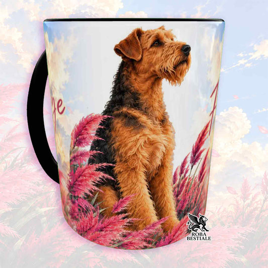 Tazza con illustrazione di Airedale Terrier e dettagli neri