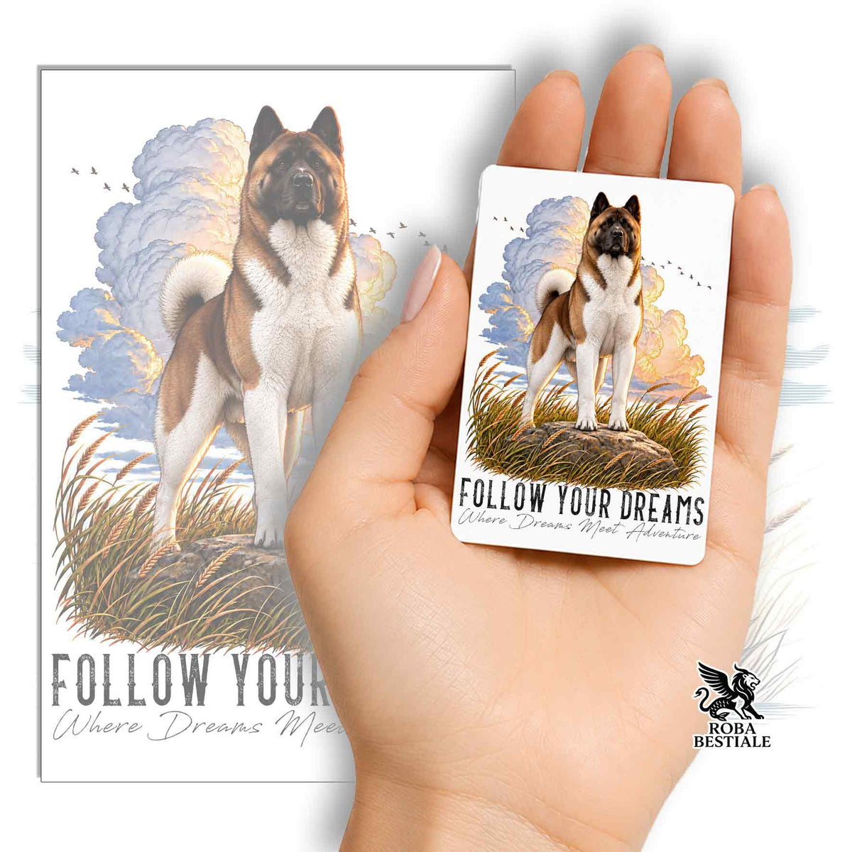 Calamita AKITA AMERICANO Bianco e Marrone - Collezione Dream
