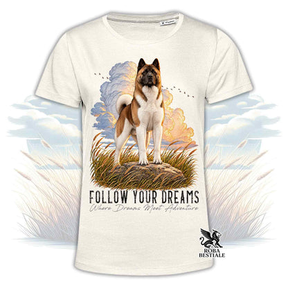 T-Shirt AKITA AMERICANO Bianco e Marrone - Collezione Dream