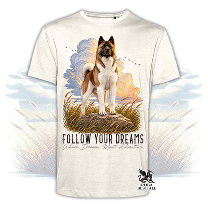 T-Shirt AKITA AMERICANO Bianco e Marrone - Collezione Dream