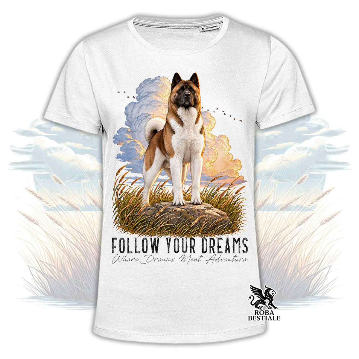 T-Shirt AKITA AMERICANO Bianco e Marrone - Collezione Dream