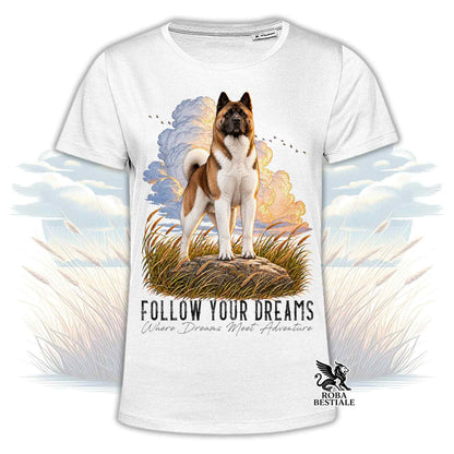 T-Shirt AKITA AMERICANO Bianco e Marrone - Collezione Dream