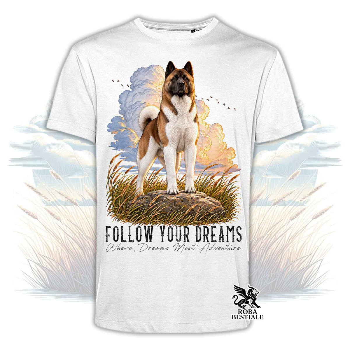 T-Shirt AKITA AMERICANO Bianco e Marrone - Collezione Dream