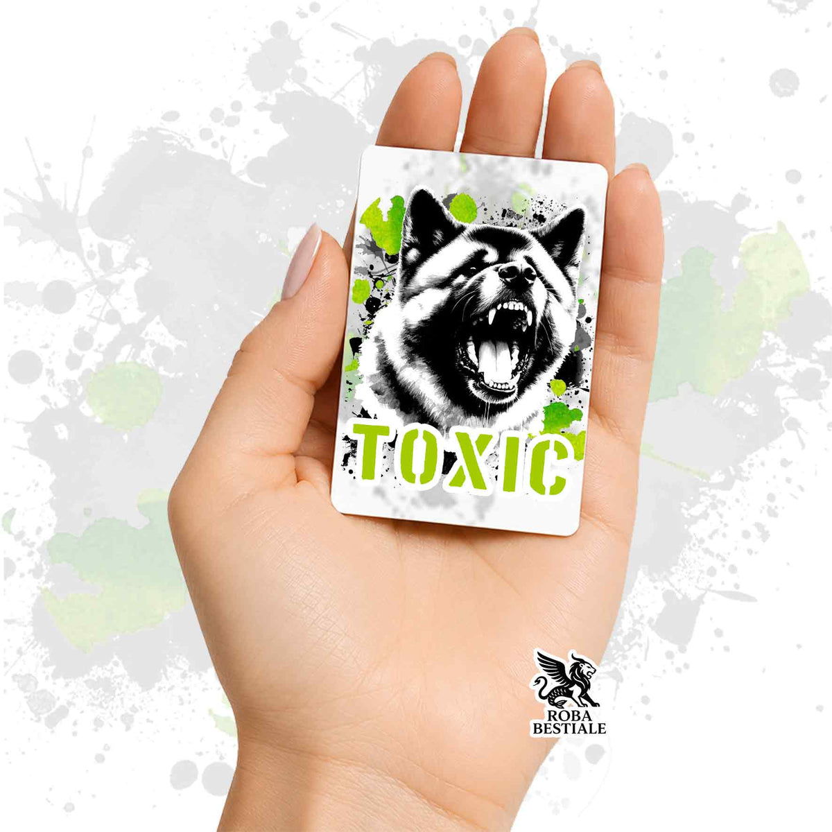 Calamita in MDF con la stampa di un Akita Americano. Idea regalo per amanti dei cani, da Roba Bestiale