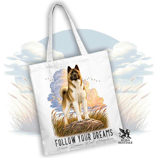 Shopper QUOTES "DREAM" - Sable AMERICAN AKITA - Various colors available, 100% Cotton
