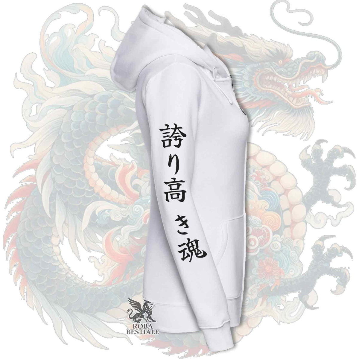 Felpa AKITA INU Rosso - Cappuccio e Cerniera - Collezione Dragon
