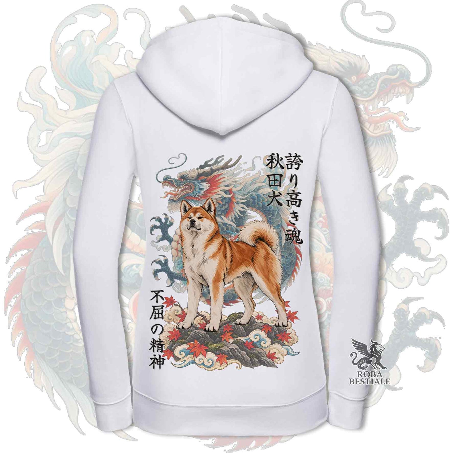 Felpa AKITA INU Rosso - Cappuccio e Cerniera - Collezione Dragon