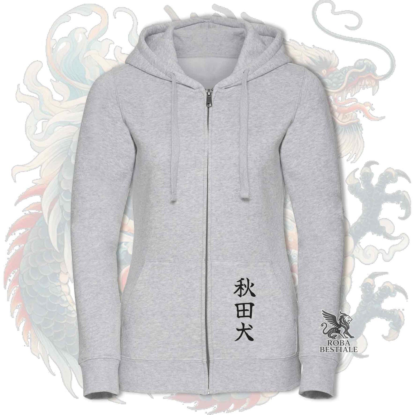 Felpa AKITA INU Rosso - Cappuccio e Cerniera - Collezione Dragon