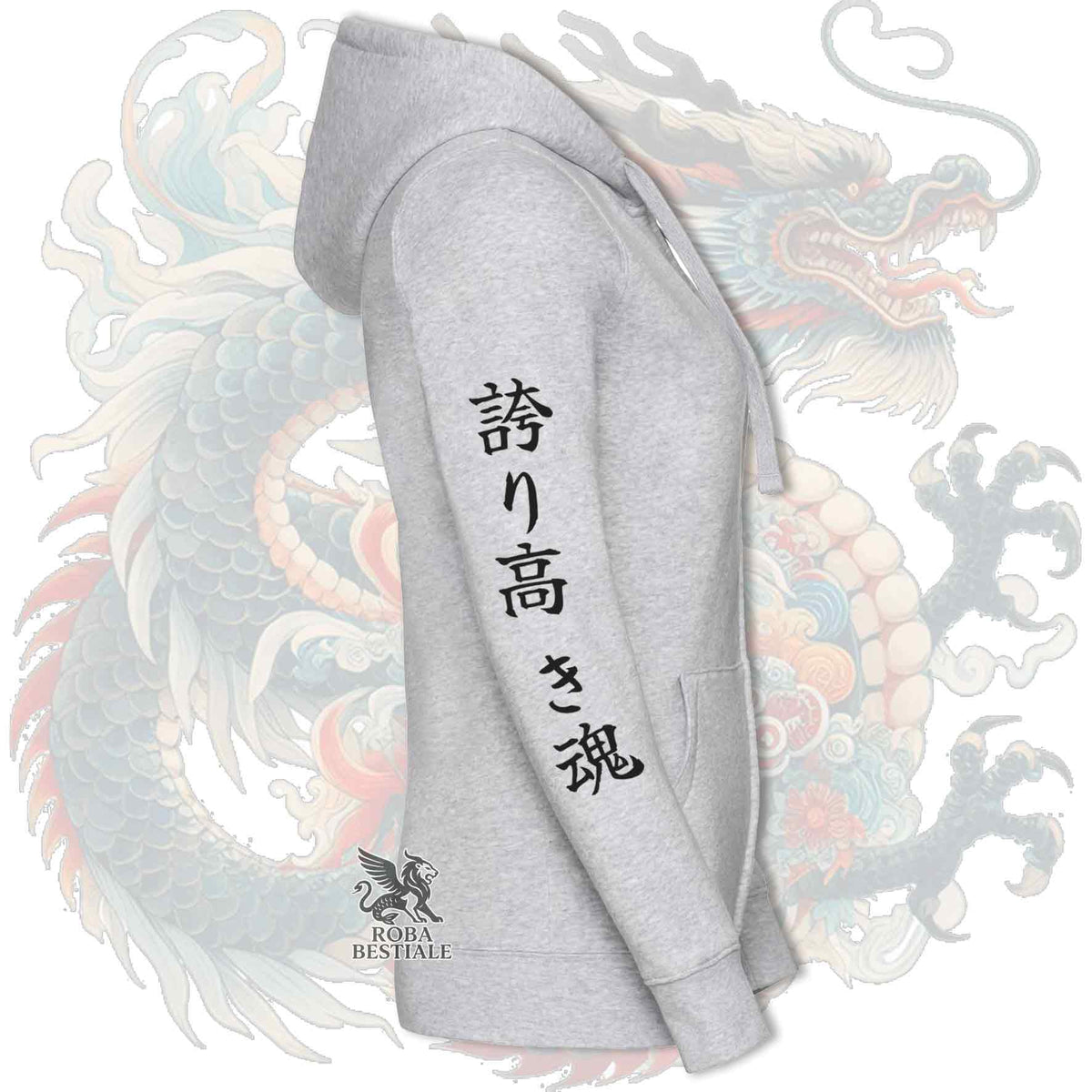 Felpa AKITA INU Rosso - Cappuccio e Cerniera - Collezione Dragon
