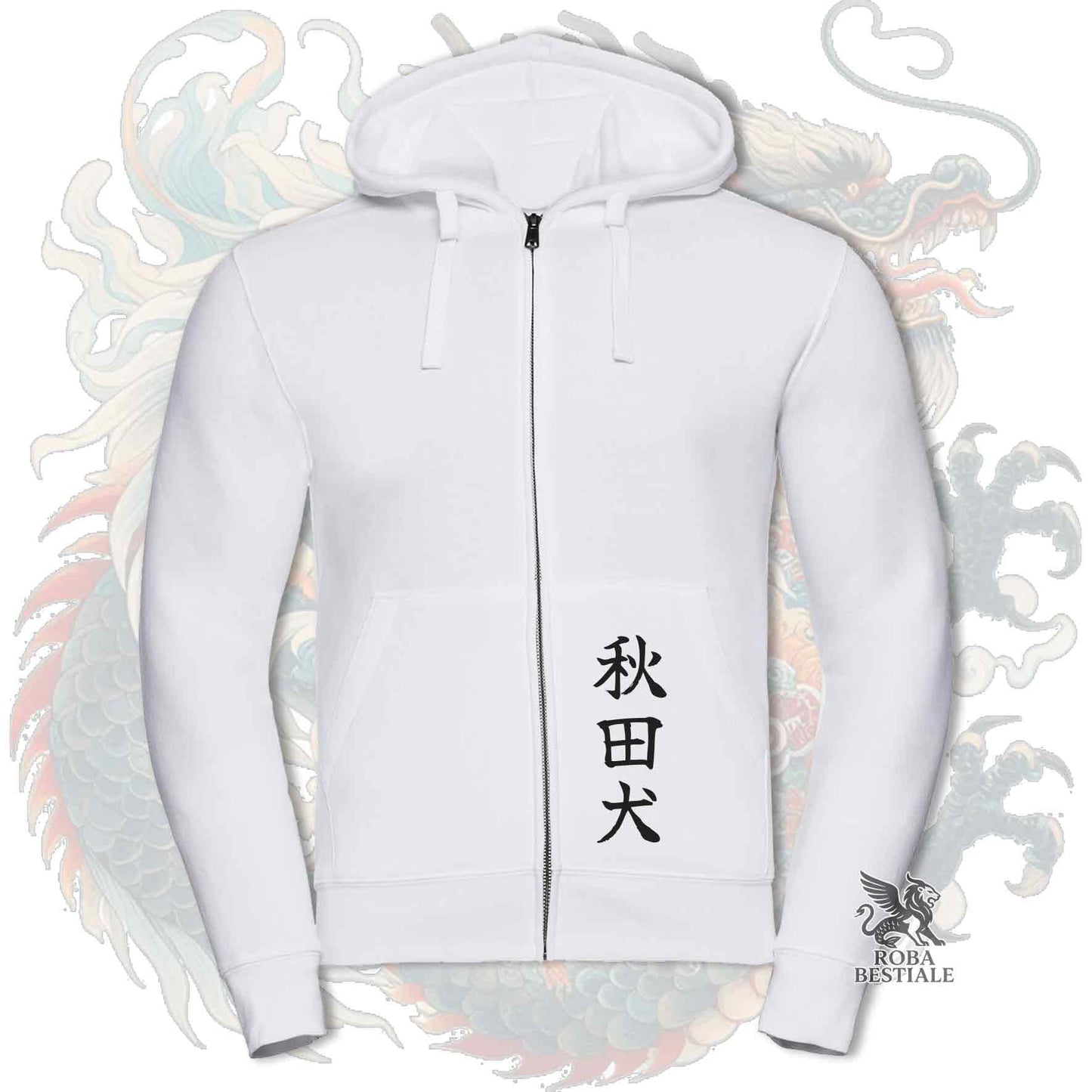Felpa AKITA INU Rosso - Cappuccio e Cerniera - Collezione Dragon