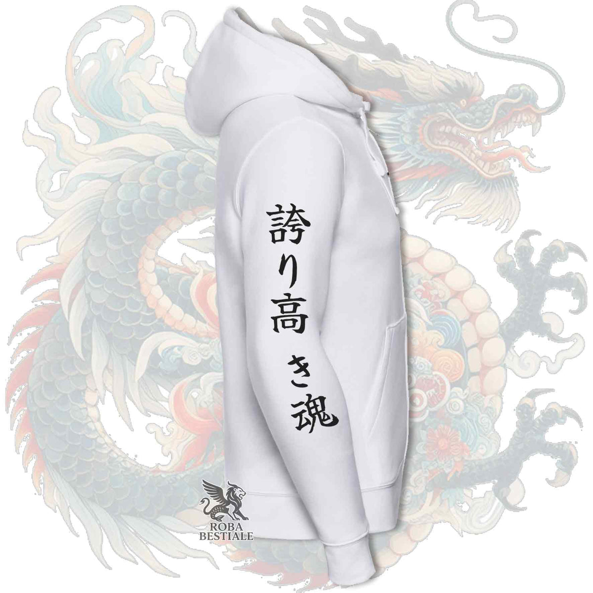 Felpa AKITA INU Rosso - Cappuccio e Cerniera - Collezione Dragon