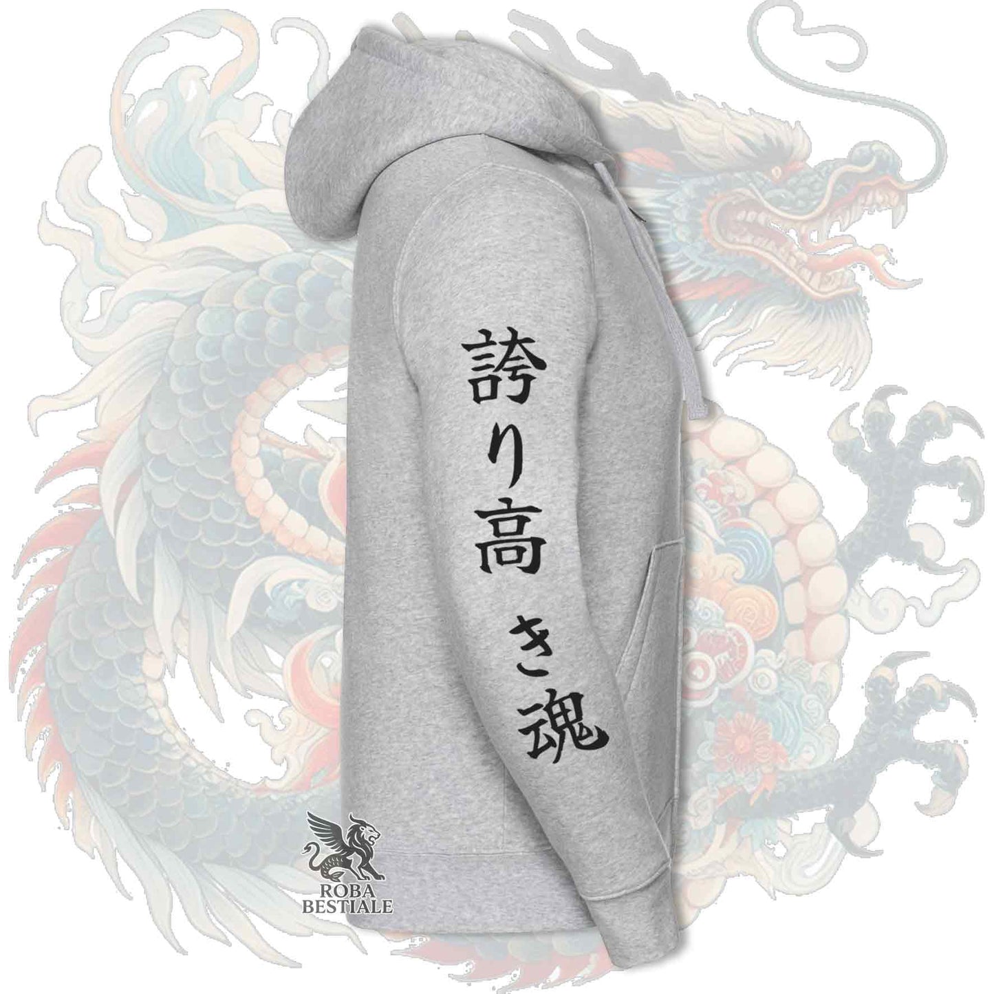 Felpa AKITA INU Rosso - Cappuccio e Cerniera - Collezione Dragon