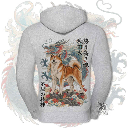 Felpa AKITA INU Rosso - Cappuccio e Cerniera - Collezione Dragon