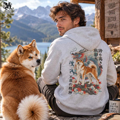 Felpa AKITA INU Rosso - Cappuccio e Tasconi - Collezione Dragon
