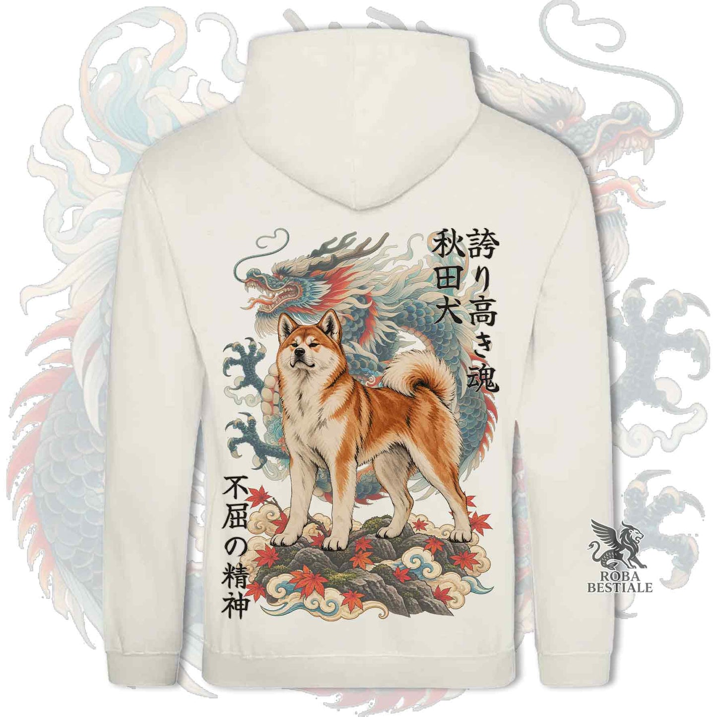 Felpa AKITA INU Rosso - Cappuccio e Tasconi - Collezione Dragon