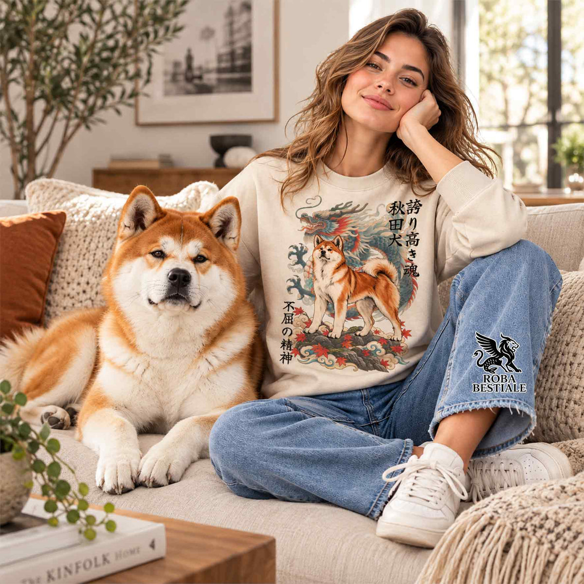 Felpa AKITA INU Rosso - Girocollo - Collezione Dragon