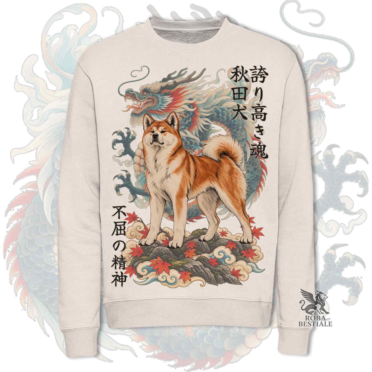 Felpa AKITA INU Rosso - Girocollo - Collezione Dragon