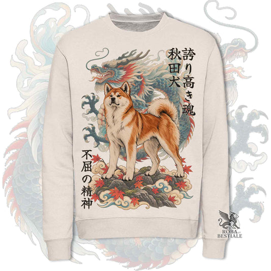 Sweat d'hiver JAPAN STYLE "DRAGON" - AKITA INU Rouge - Col rond, Unisexe, en plusieurs couleurs ! - du XS au 3XL