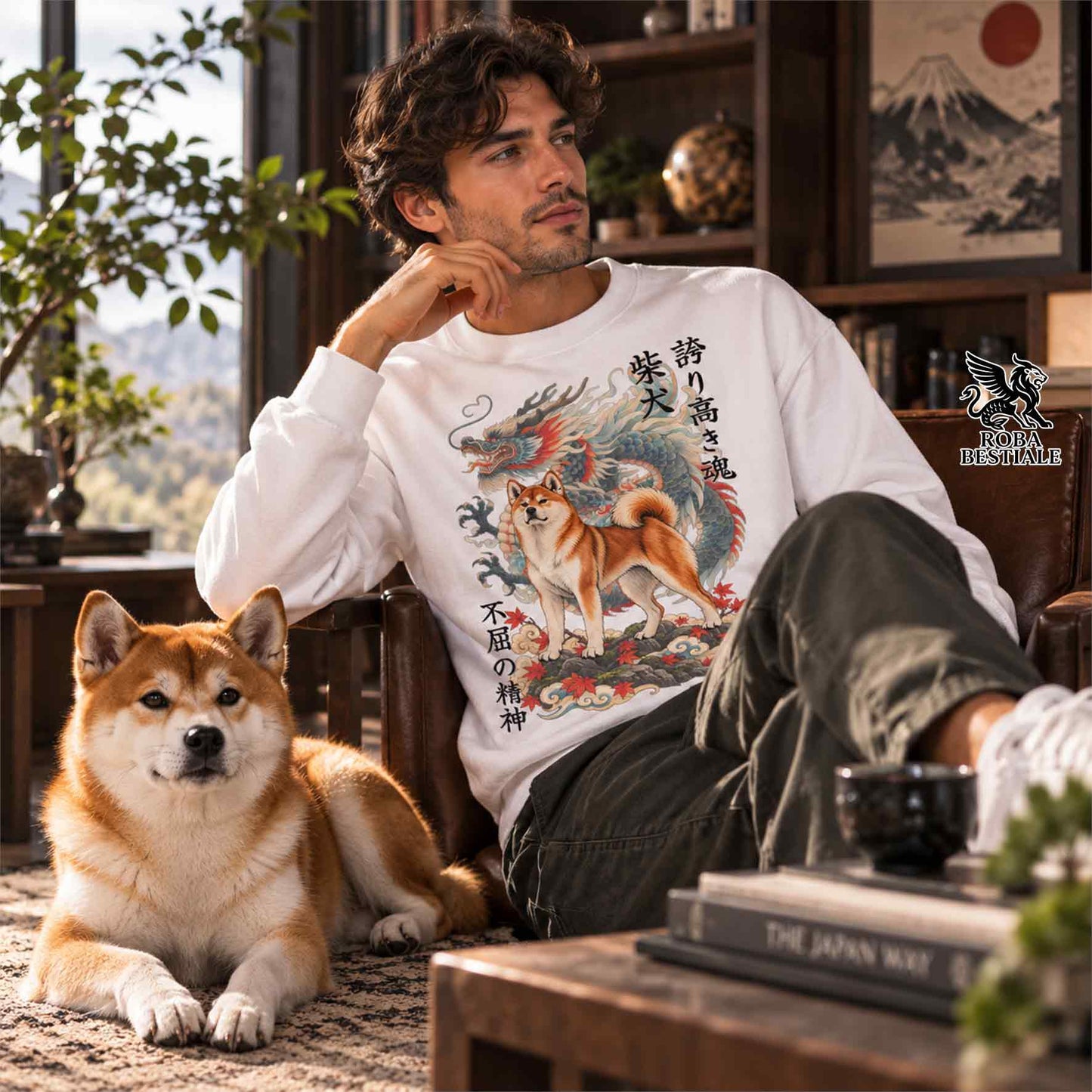 Felpa SHIBA INU Rosso - Girocollo - Collezione Dragon