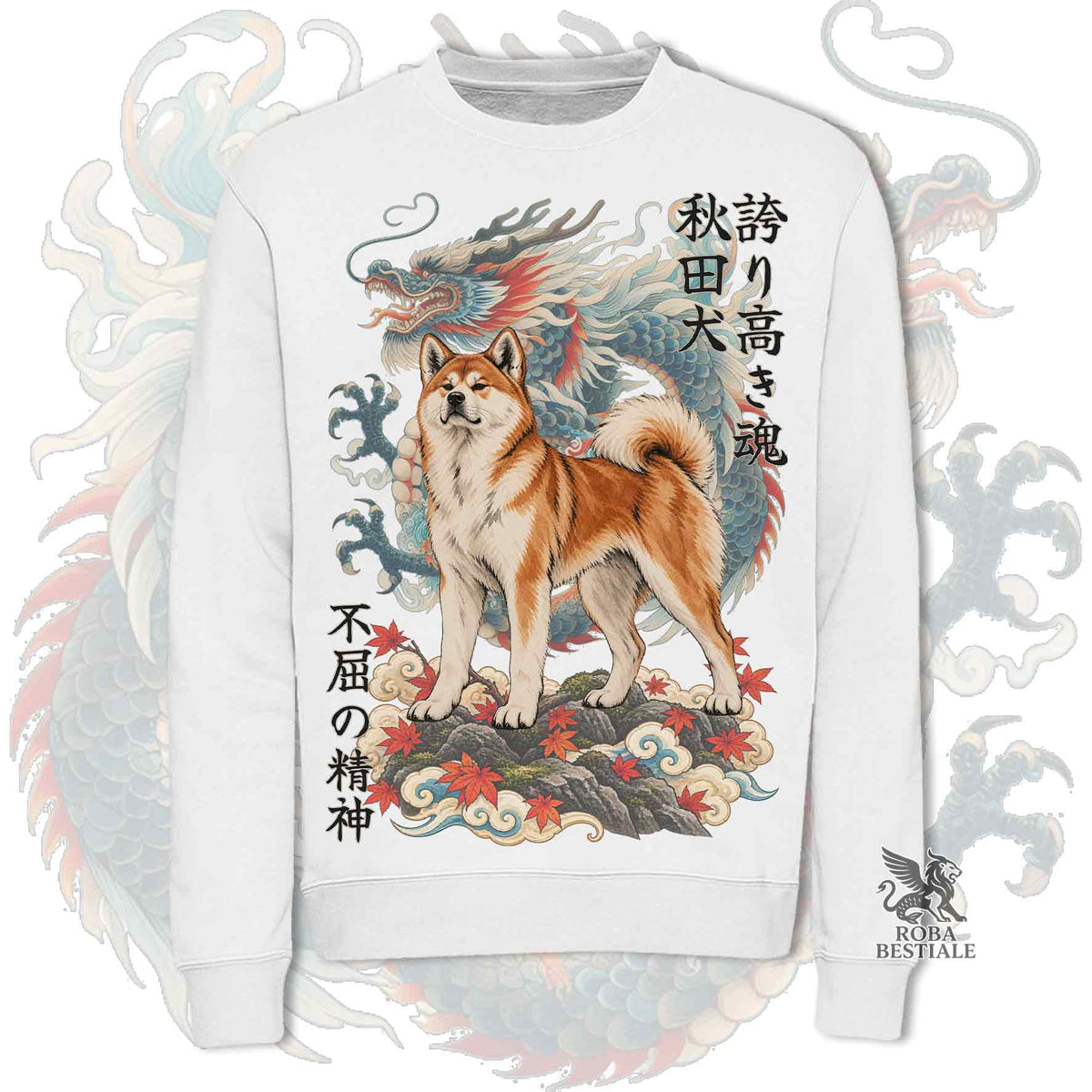 Felpa AKITA INU Rosso - Girocollo - Collezione Dragon
