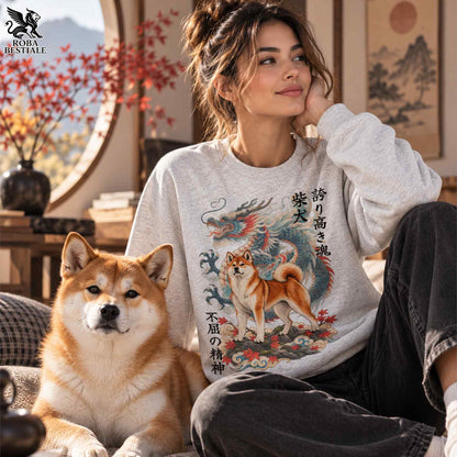 Felpa SHIBA INU Rosso - Girocollo - Collezione Dragon