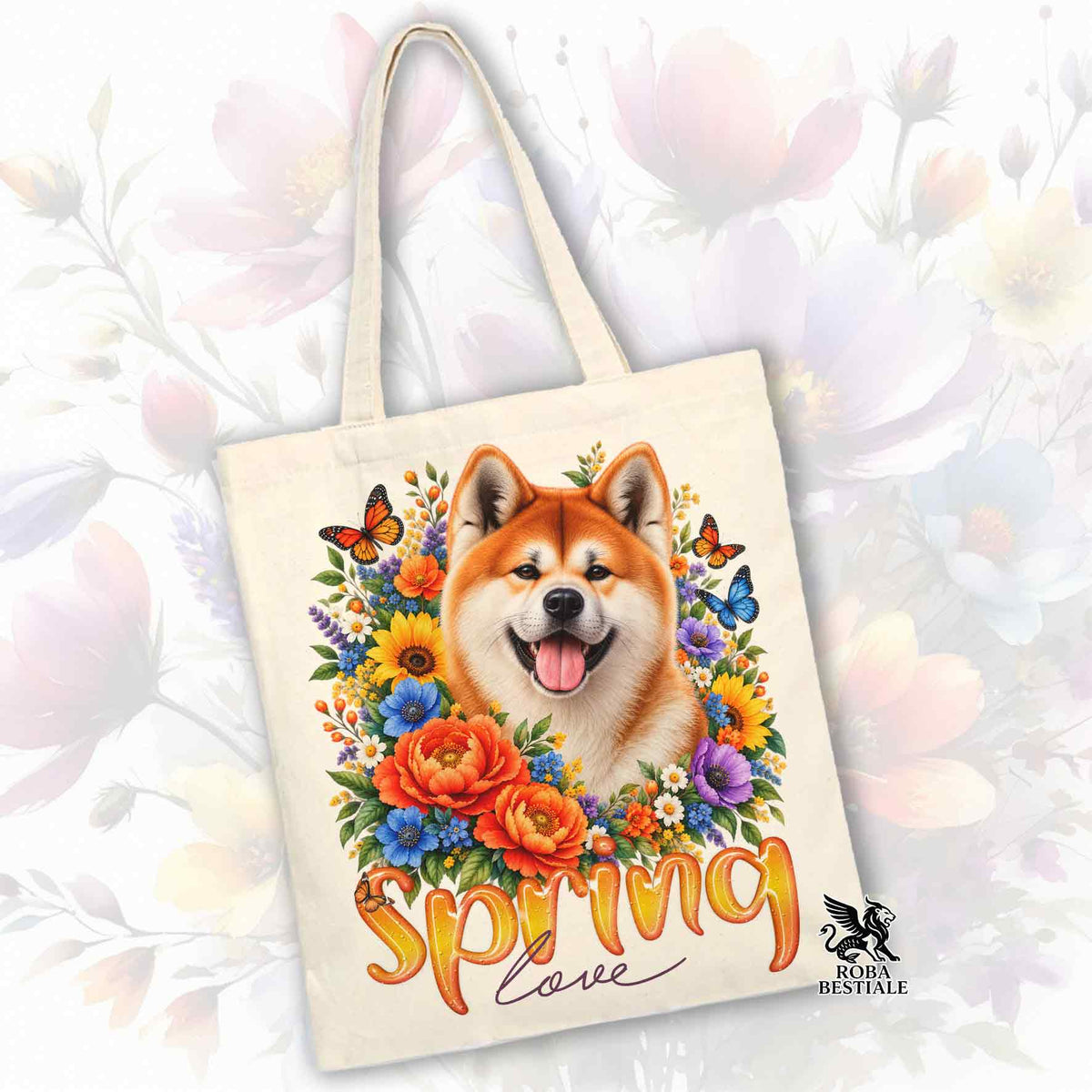 Tote Bag AKITA INU Rosso - Collezione Spring Love
