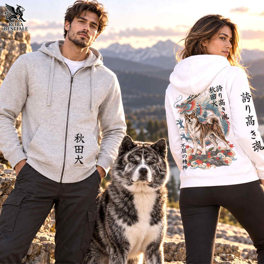 Felpa AKITA INU Tigrato - Cappuccio e Cerniera - Collezione Dragon