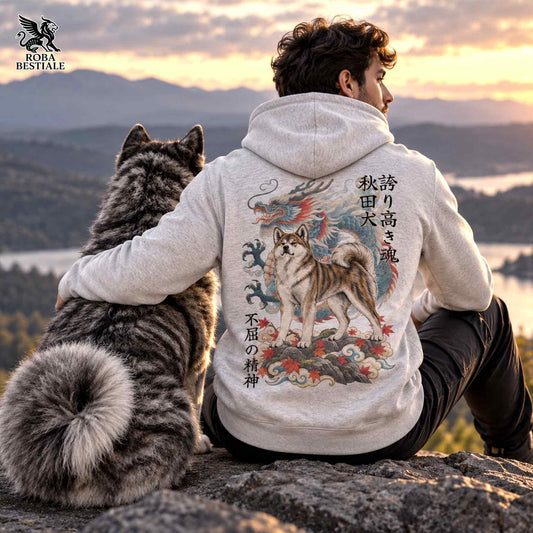Felpa AKITA INU Tigrato - Cappuccio e Tasconi - Collezione Dragon