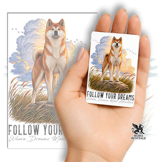 Magnet QUOTES "RÊVE" - AKITA INU Rouge - en MDF, 7x5 cm