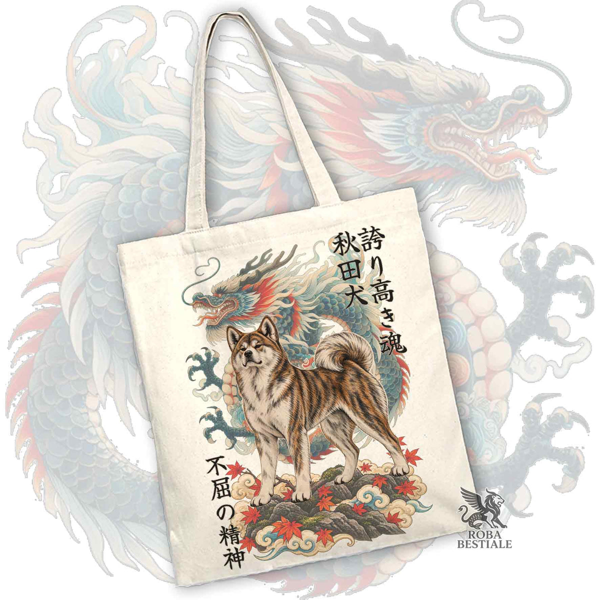 Tote Bag AKITA INU Tigrato - Collezione Dragon
