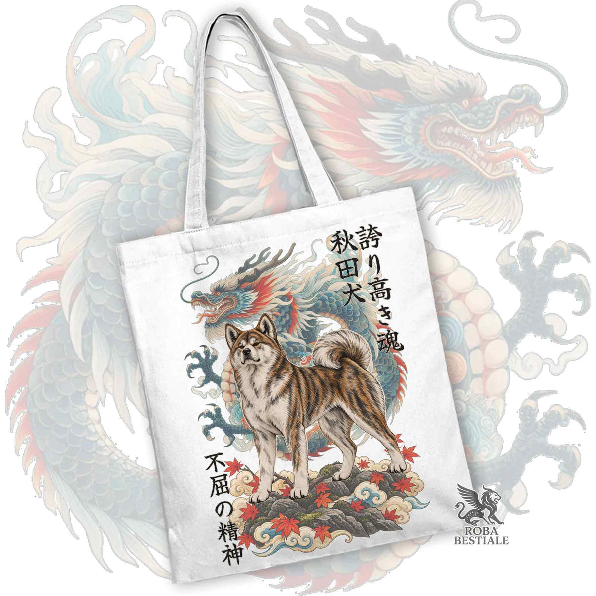 Tote Bag AKITA INU Tigrato - Collezione Dragon