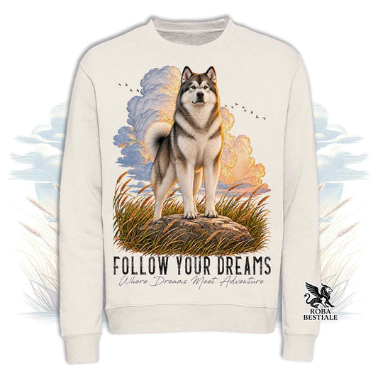 Felpa ALASKAN MALAMUTE Grigio - Girocollo - Collezione Dream