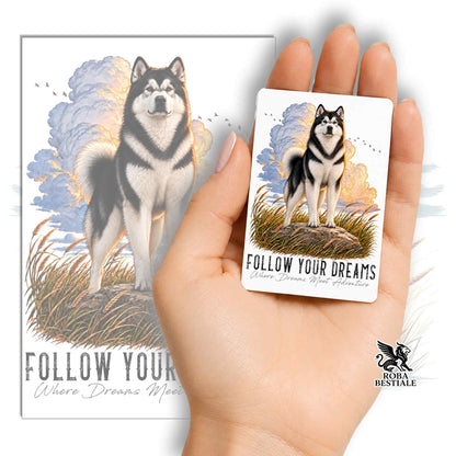 Aimant QUOTES "DREAM" - MALAMUTE DE L'ALASKA Noir - en MDF, 7x5 cm