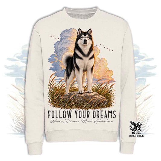 Felpa ALASKAN MALAMUTE Nero - Girocollo - Collezione Dream