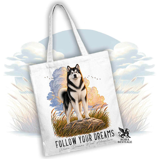 Shopper QUOTES "DREAM" - ALASKAN MALAMUTE Black - Various colors available, 100% Cotton