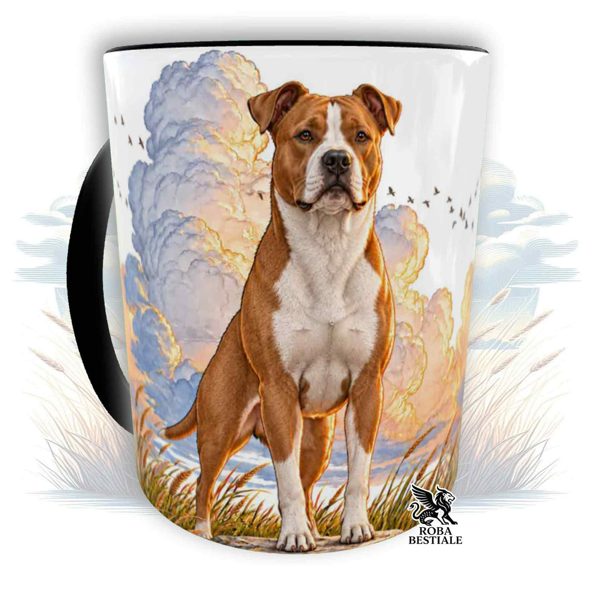 Tazza AMERICAN STAFFORDSHIRE TERRIER Bianco e Rosso - Collezione Dream