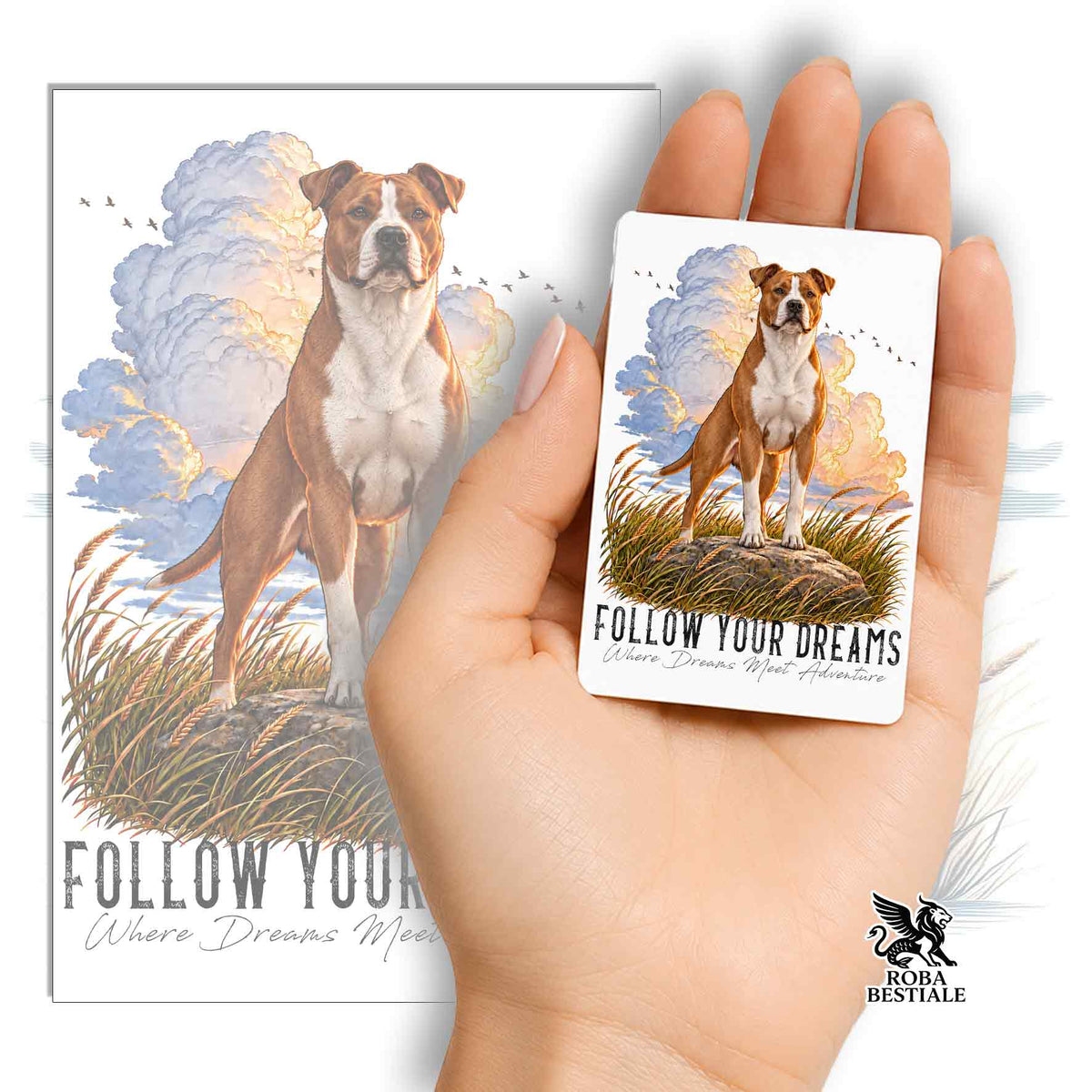 Calamita AMERICAN STAFFORDSHIRE TERRIER Bianco e Rosso - Collezione Dream