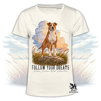T-Shirt AMERICAN STAFFORDSHIRE TERRIER Bianco e Rosso - Collezione Dream