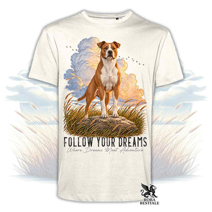 T-Shirt AMERICAN STAFFORDSHIRE TERRIER Bianco e Rosso - Collezione Dream