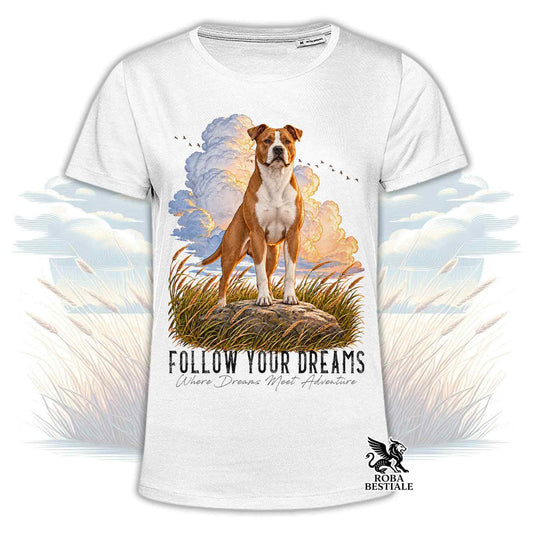 T-shirt bianca girocollo con grafica cane e logo RÒBA BESTIALE