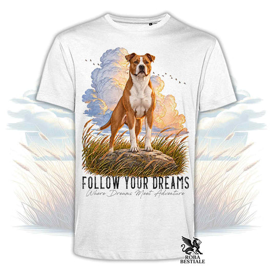 T-Shirt AMERICAN STAFFORDSHIRE TERRIER Bianco e Rosso - Collezione Dream