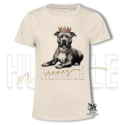 NEVER HUMBLE T-shirt - AMERICAN STAFFORDSHIRE TERRIER - White or Beige, Men's or Women's - from XS to 5XL