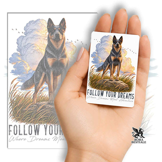 Aimant CITATIONS "RÊVE" - AUSTRALIAN CATTLE DOG Bleu - en MDF, 7x5 cm